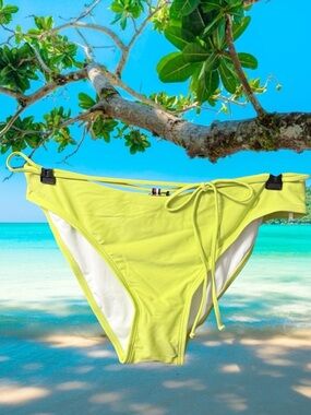 Tommy Hilfiger women’s bikini bottom waist tie chartreuse lime green $58 new